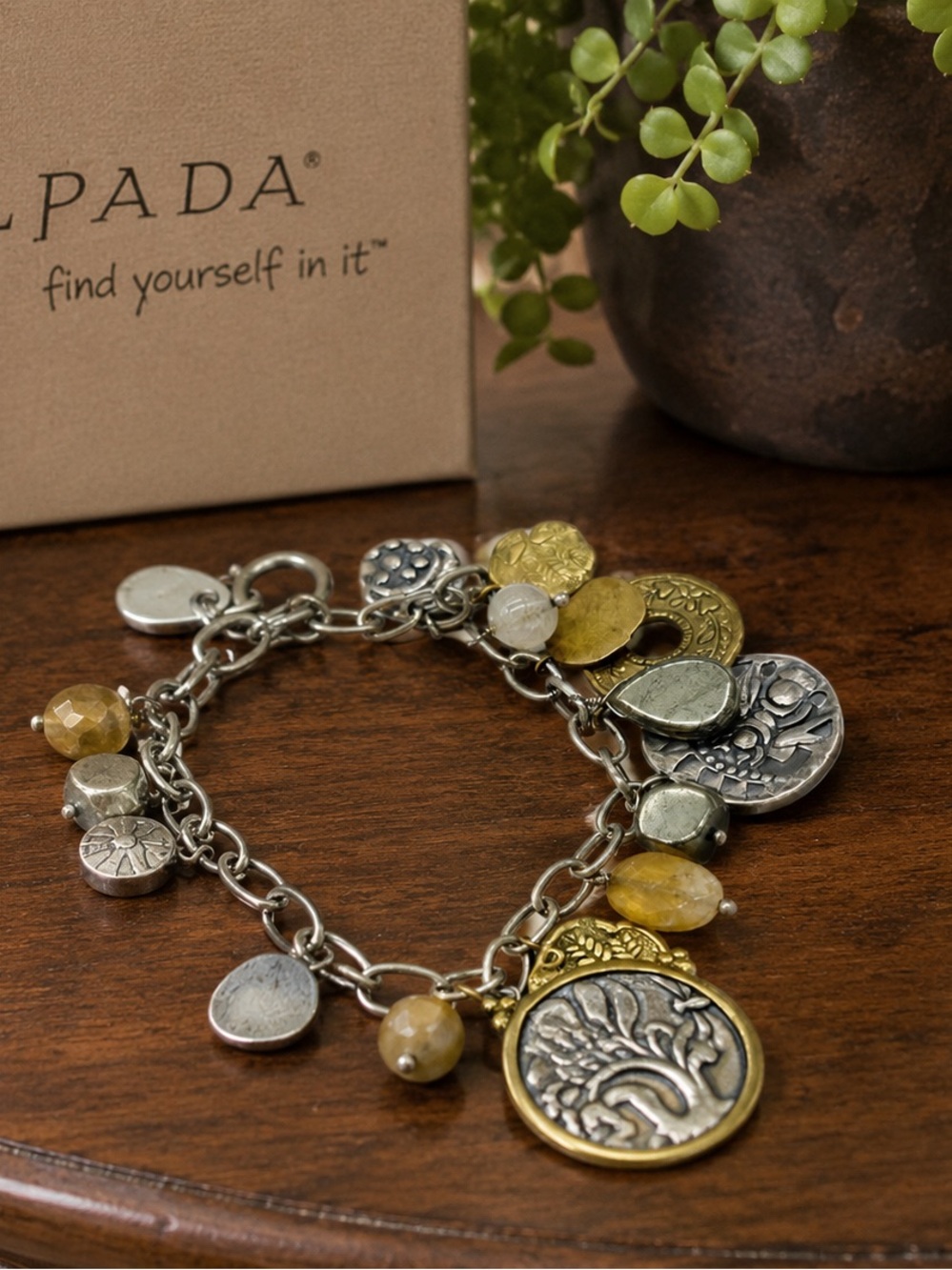 Rare Silpada Bracelet Silver and Gold Charm Bracelet up to 8.5โ Wrists ๐ - Picture 3 of 8